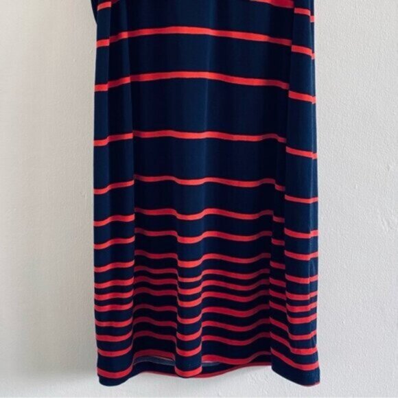 En Focus Studio Sheath Career Dress Womens 8 Blue Red Striped Tie Belt Office - Picture 8 of 8